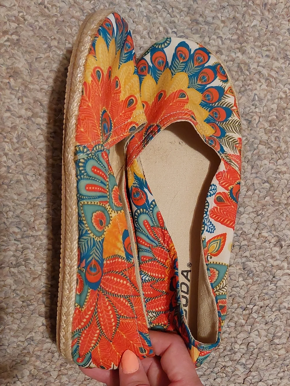 Feather Print Espadrille Flats